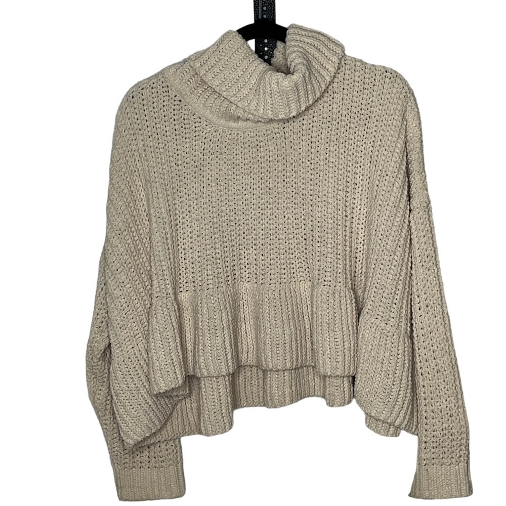 Pol Cropped Turtleneck Sweater Sz Oversized Small